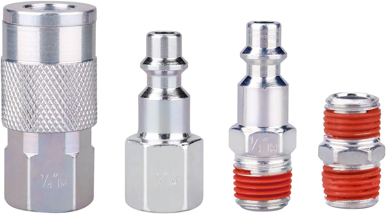 WYNNsky 1/4 Inch NPT Air Accessory Kit - 20 Piece, Air Compressor Hose Tool Kit with Coil PU Hose/Blow Gun/Tire Gauge/Storage Case - - 