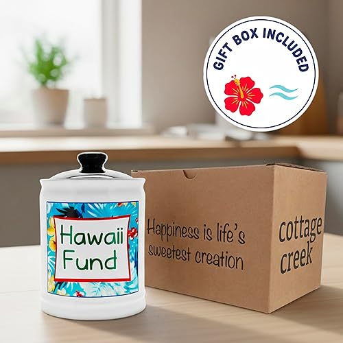 Miniatura 6 de Cottage Creek Tarros | Hawaii Fund Travel Bank – Alcancía de cerámica para vacaciones y viajes esenciales para mujeres, hombres, parejas | Regalo de