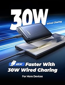 LISEN Qi2 Fast Charging Portable MagSafe Power Bank for iPhone 17 Pro Max Air 16 15 14 13 12 Series, 10,000mAh with 15W Wireless Power Bank 30W USB-CSoft Touch Silicone with Metal Foldable Stand