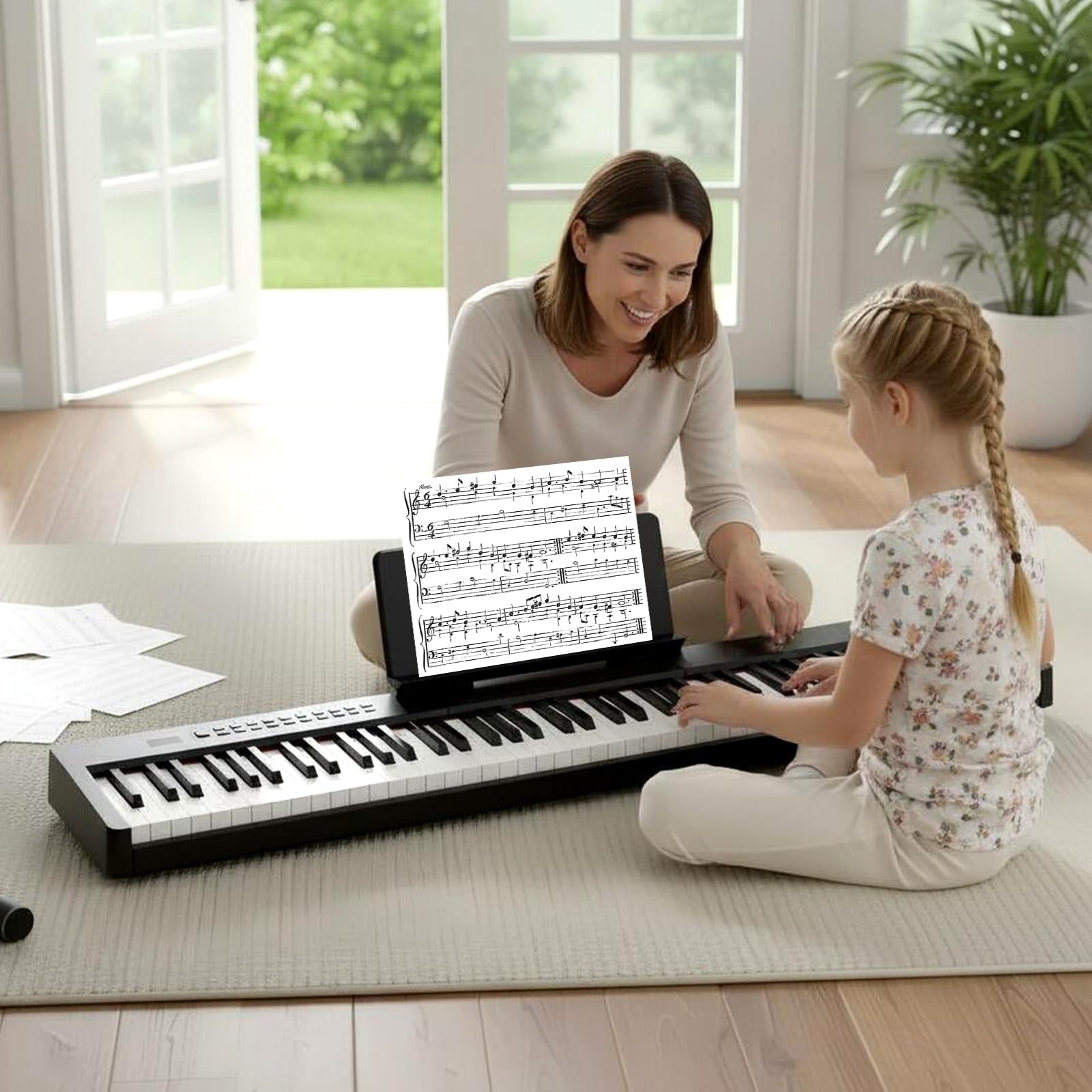 COSTWAY Piano Numérique 88 Touches avec Pupitre & Pédale, Clavier Électronique Portable avec Haut-Parleurs & Fonction MIDI & Sac, 380 Sons 128 Rythmes 88 Démos pour Débutants Enfants (Noir)