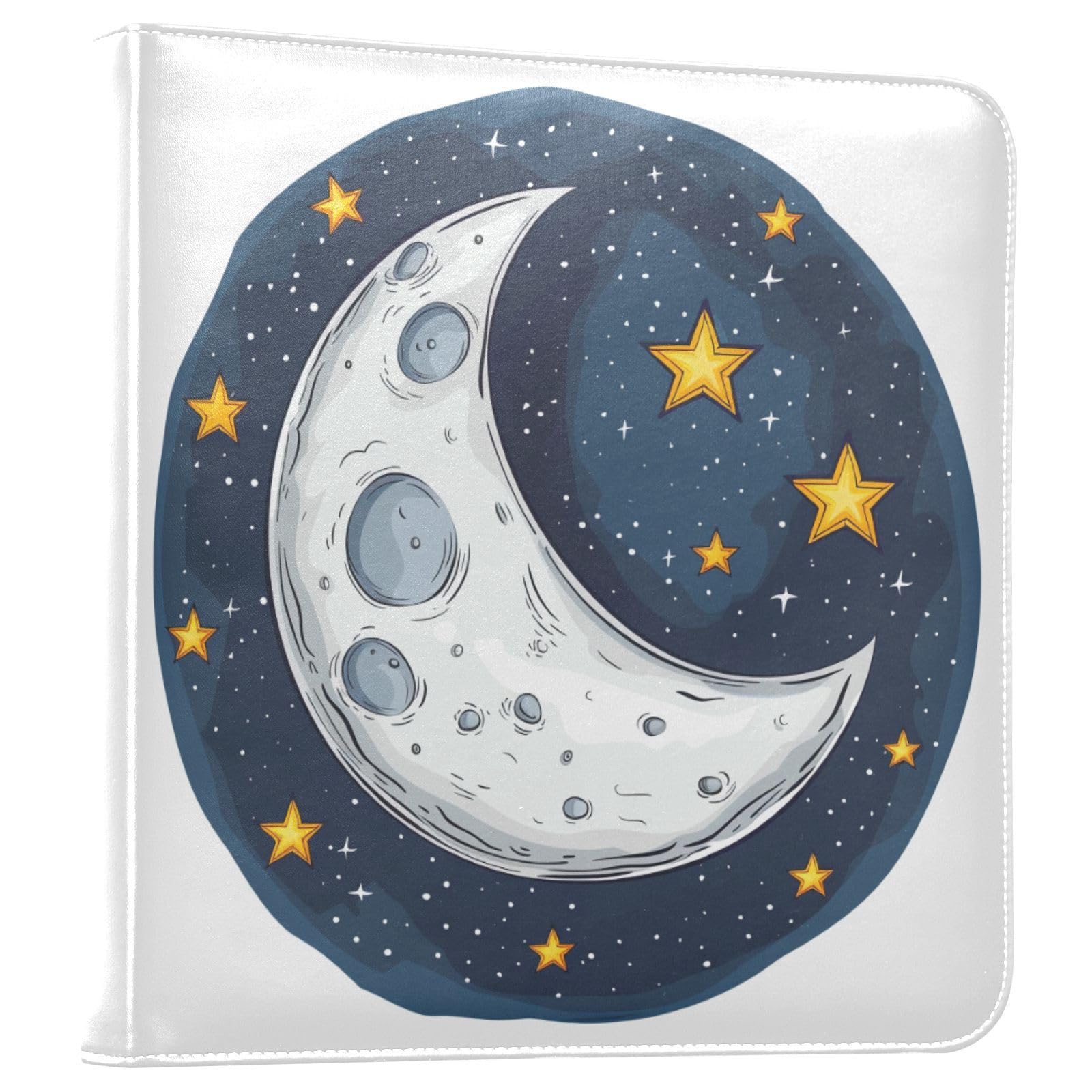 JIPONI Big Silver Curved Moon Large Photo Album, DIY Leather Cover Scrapbook Albums for 4x6 5x7 6x8 Pictures, Self Adhesive Memory Book for Wedding, Baby, Family