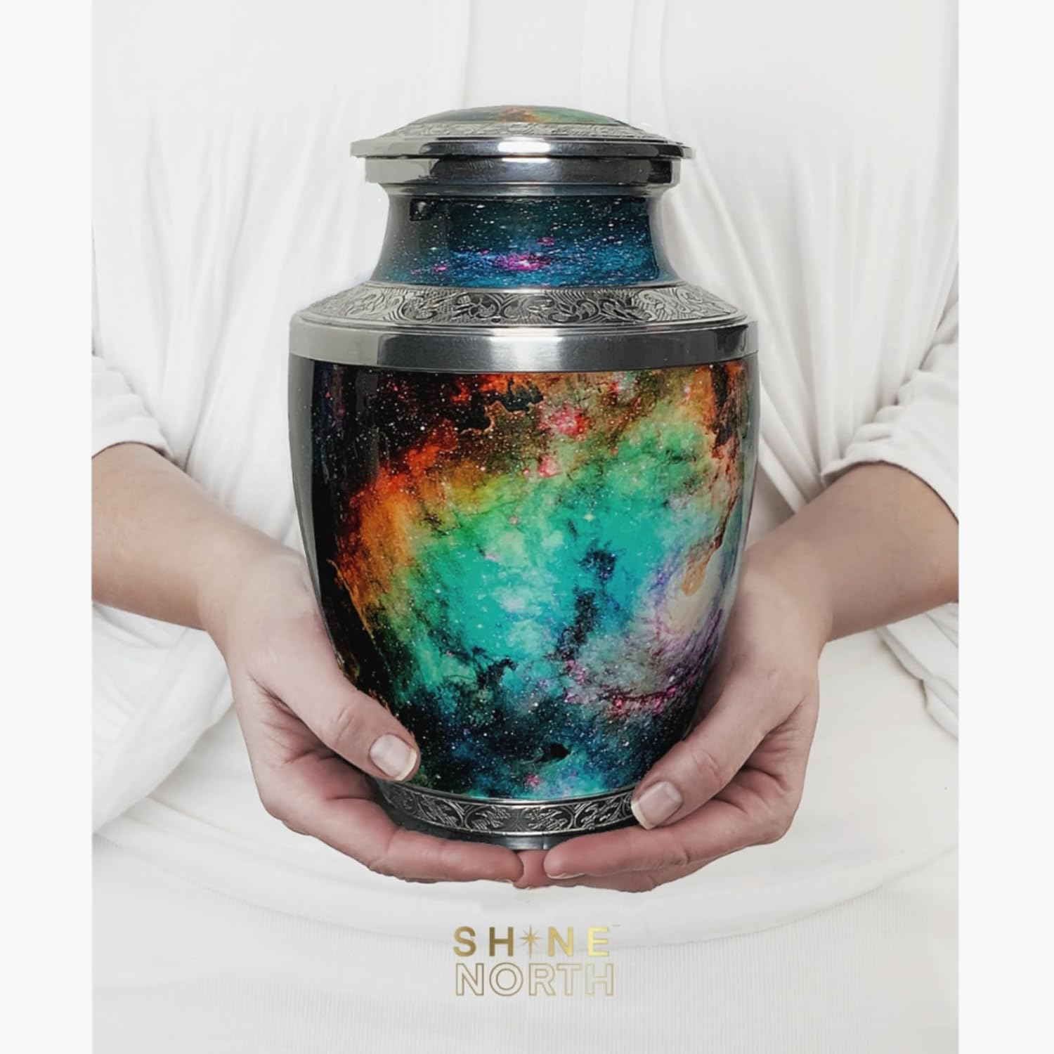Starburst Galaxy Cremation Urn for Human Ashes – Full Adult Size Funeral Urn for Adult Man or Woman – Decorative Large Galaxy Memorial Urn