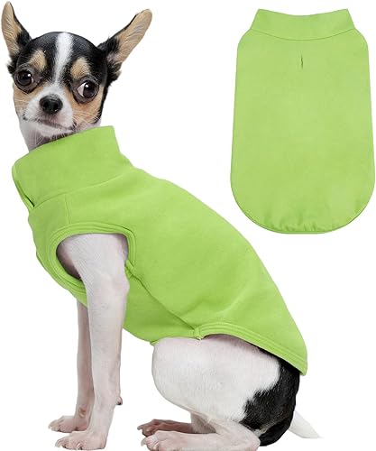 Miniatura 28 de FUAMEY Chaleco de forro polar para perros pequeños, sudaderas cálidas y elásticas para perros con agujero para correa, suéter suave de cuello alto