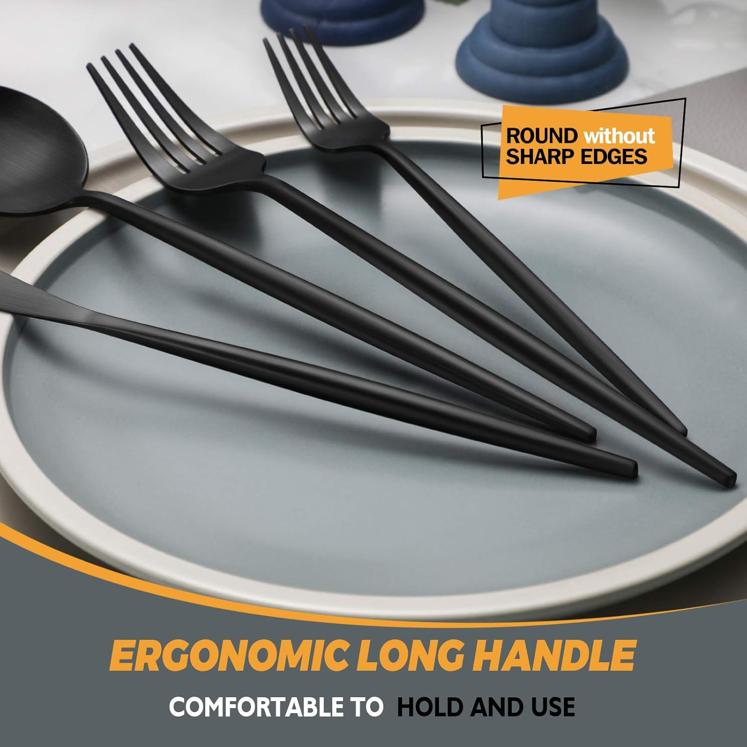 Luxury Matte Black Silverware Set, 20-Piece 18/8 Stainless Steel Flatware Sets for 4, Silverware Flatware Set for Home, Kitchen and Restaurant