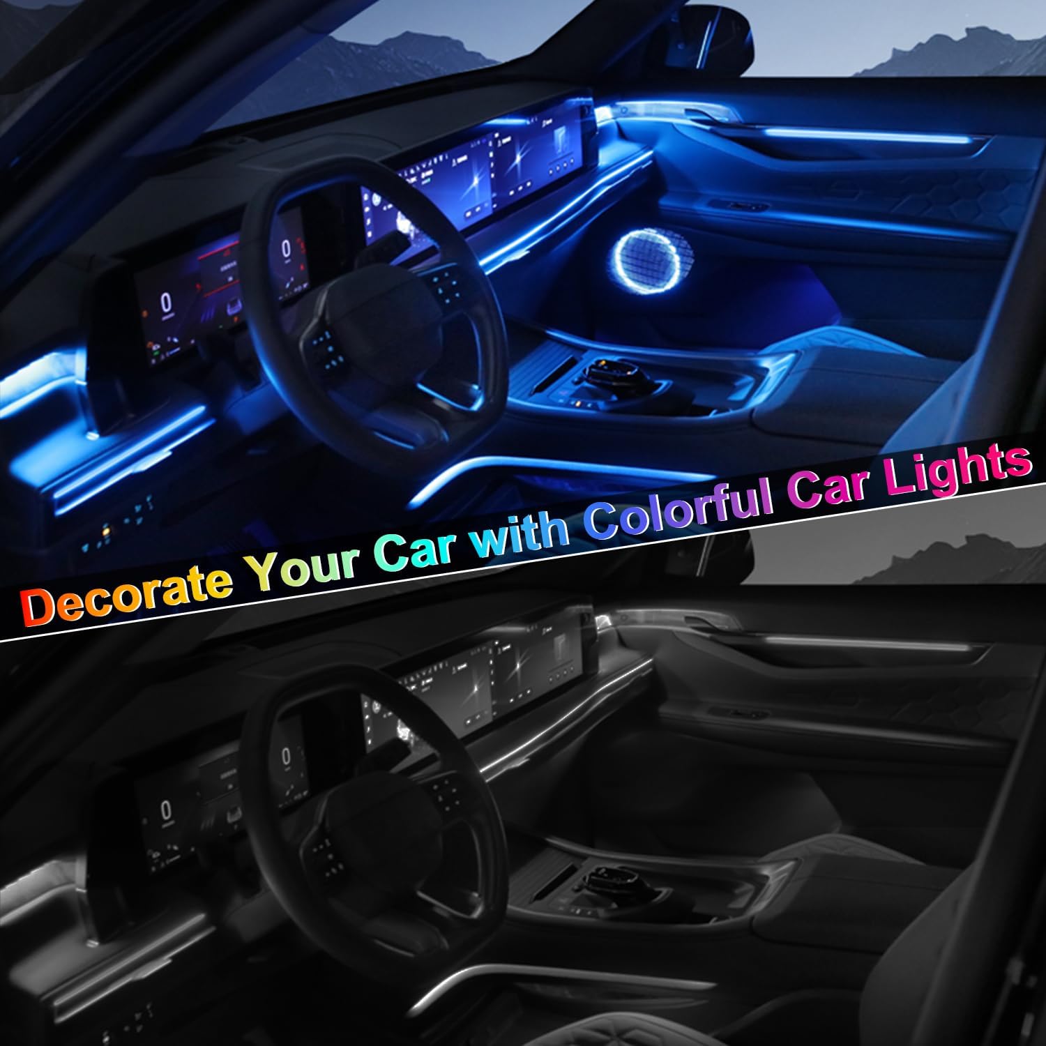 Car LED Interior Strip Lights 6 in 1 APP and Remote Control, RGB 16 Million Colors Ambient Lighting Kit with 315 inches Fiber Optic,Car Decoration for Dash Door Roof