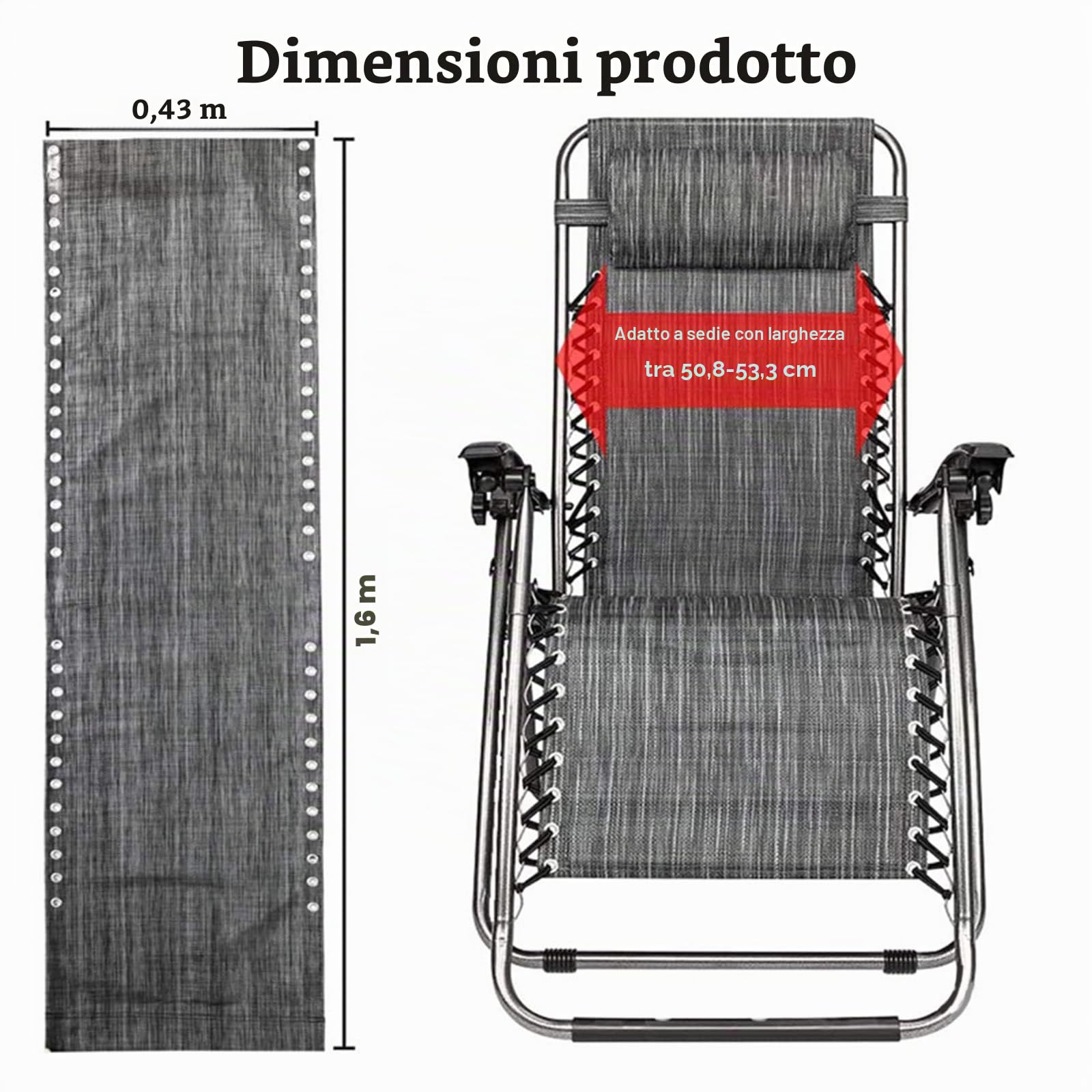 Telo di ricambio per lettino prendisole traspirante in tessuto spazzolato per giardino spiaggia patio