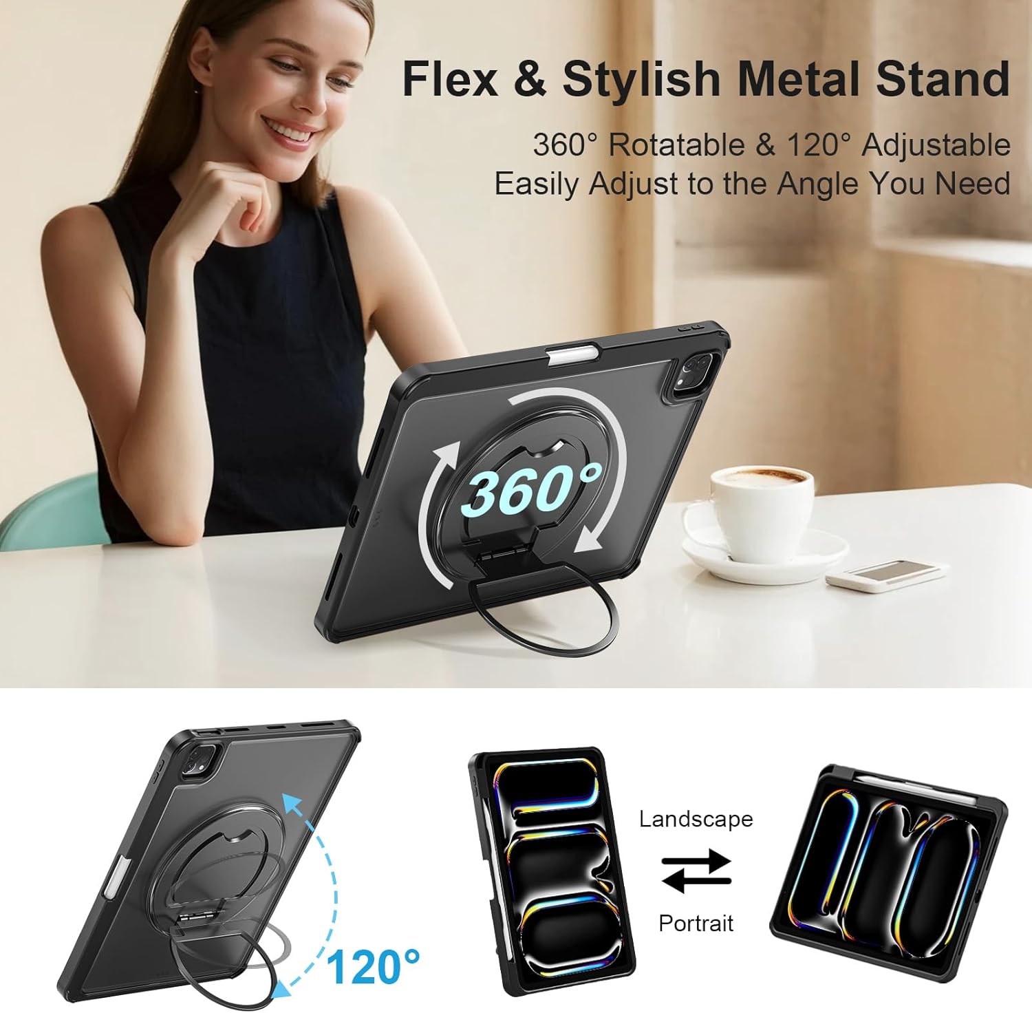 iPad Pro 11 inch Case with Keyboard (M5 M4 2025 2024), Magnetic Detachable Backlit Keyboard, Trackpad, 360 Rotatable Stand, Pencil Holder, Full Protection for iPad Pro 11 5th Gen (Black)