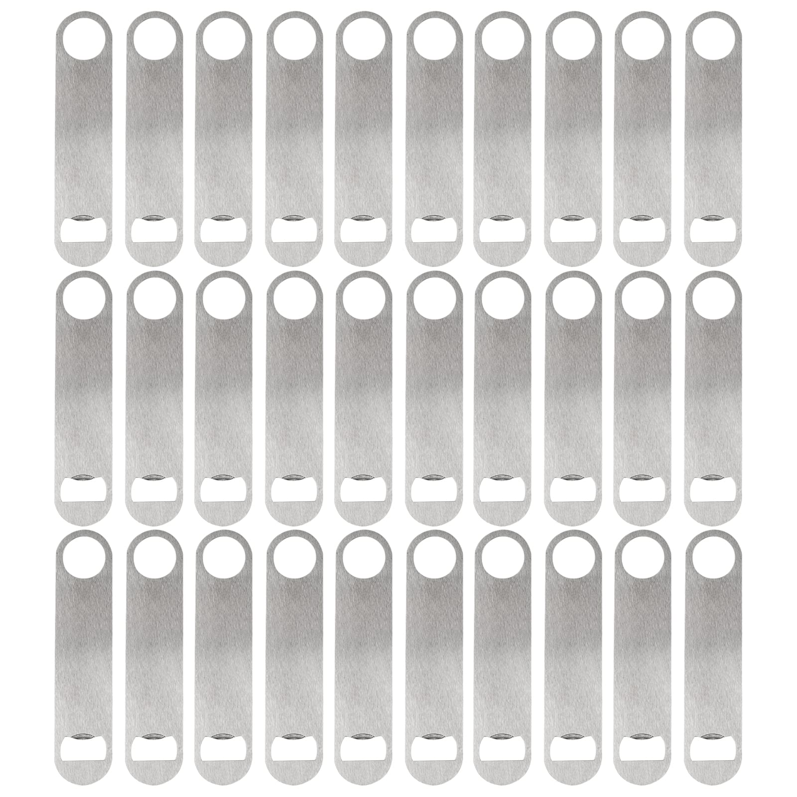 30 abrebotellas plano de acero inoxidable de 7 pulgadas, abridor de botellas de cerveza de acero inoxidable resistente, hoja de barra sólida, abridor de botellas divertido de camarero para