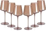 Ensemble de 6 verres à vin colorés soufflés à la main de 18oz, verres à vin carrés multicolores avec longues tiges et fond plat, verres à vin colorés en cristal - Cadeaux uniques pour les amateurs de vin, mariage