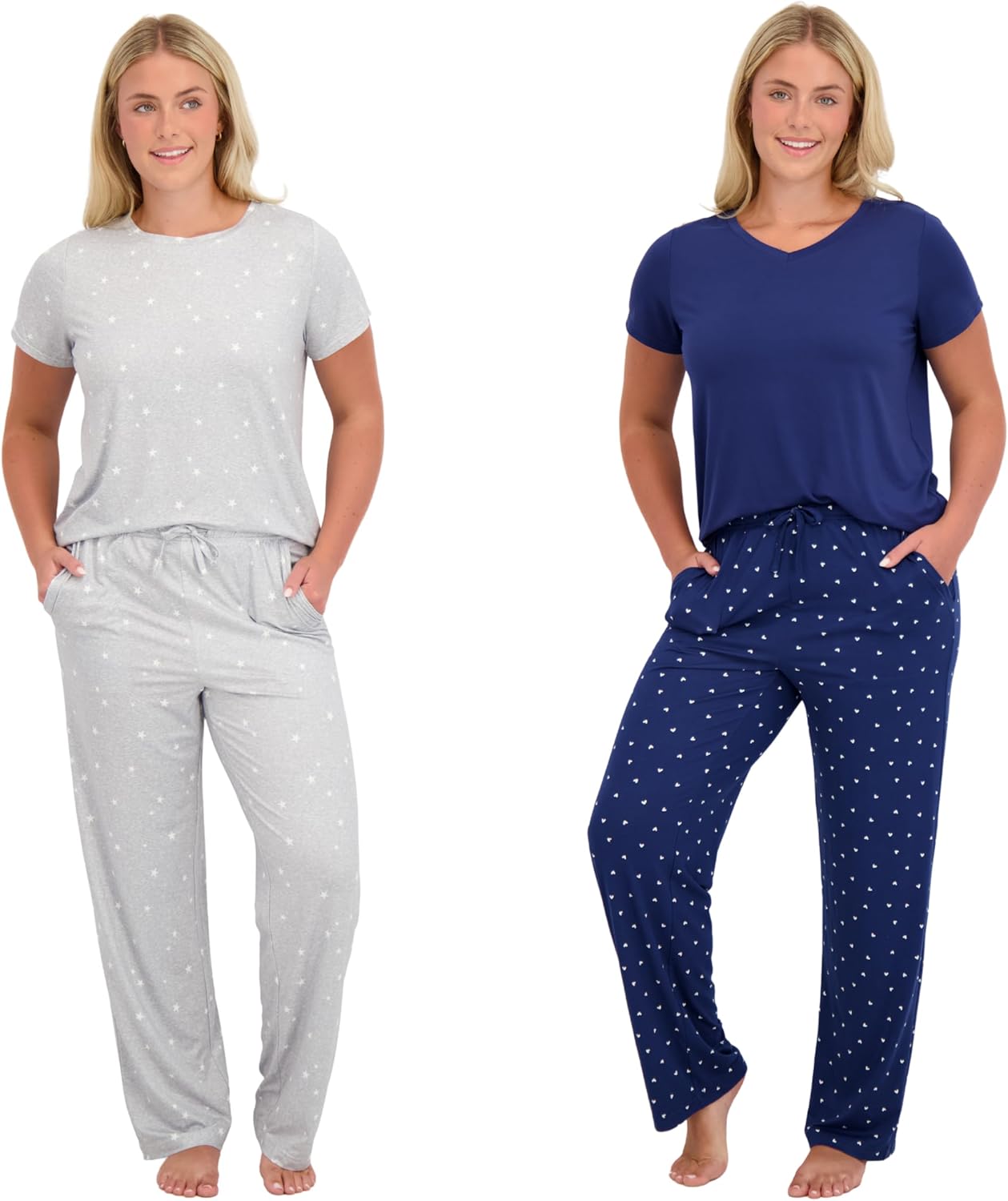 Blush by Us Angels Ultra Soft Women's Pajama Set, Breathable Light Stretchy, Ladies Lounge Set, 4-Piece PJ Set