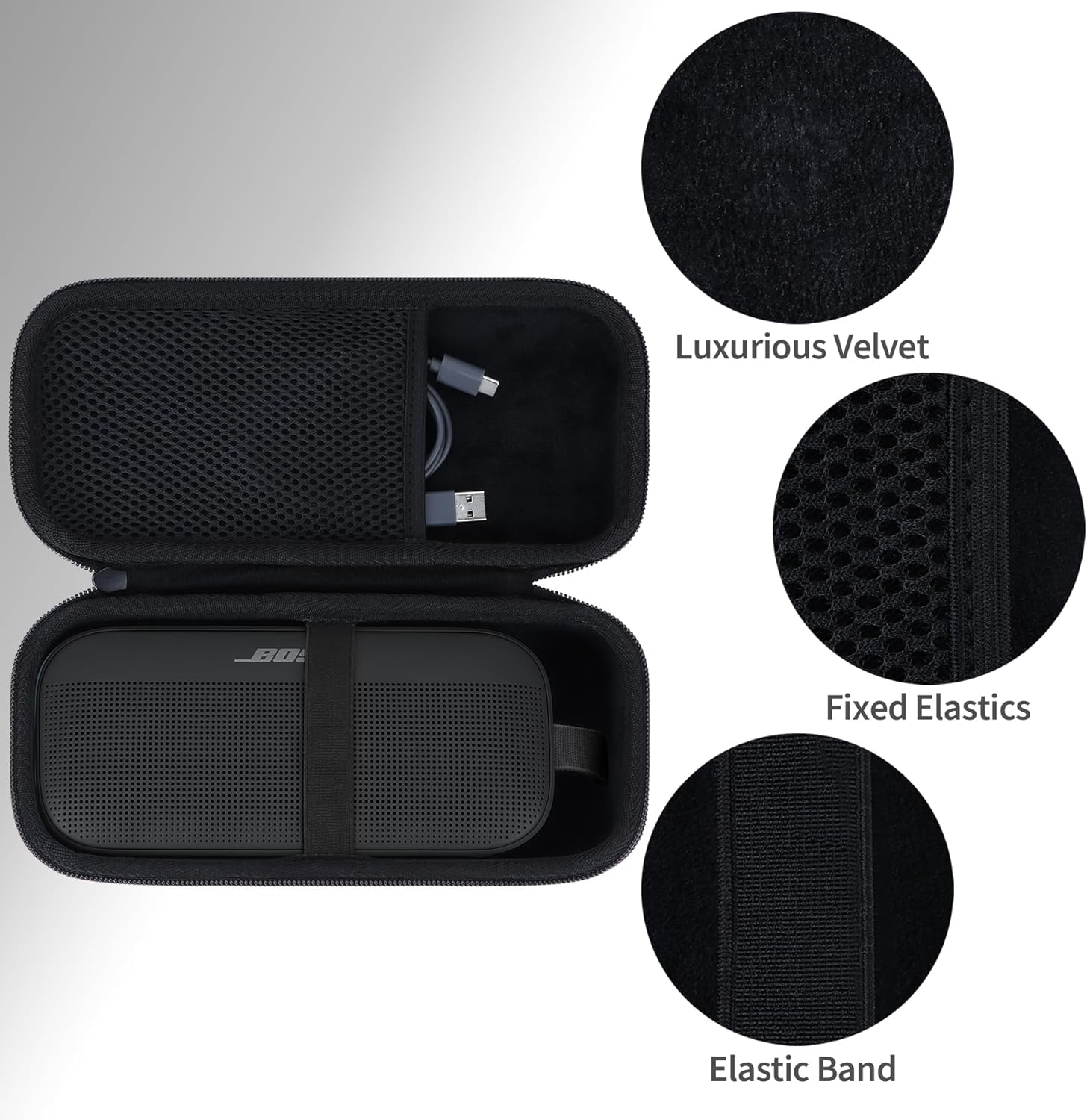 Storage Case Compatible with Bose SoundLink Flex 2nd Gen/Bose SoundLink Flex Portable Speaker (Black) - Image 4