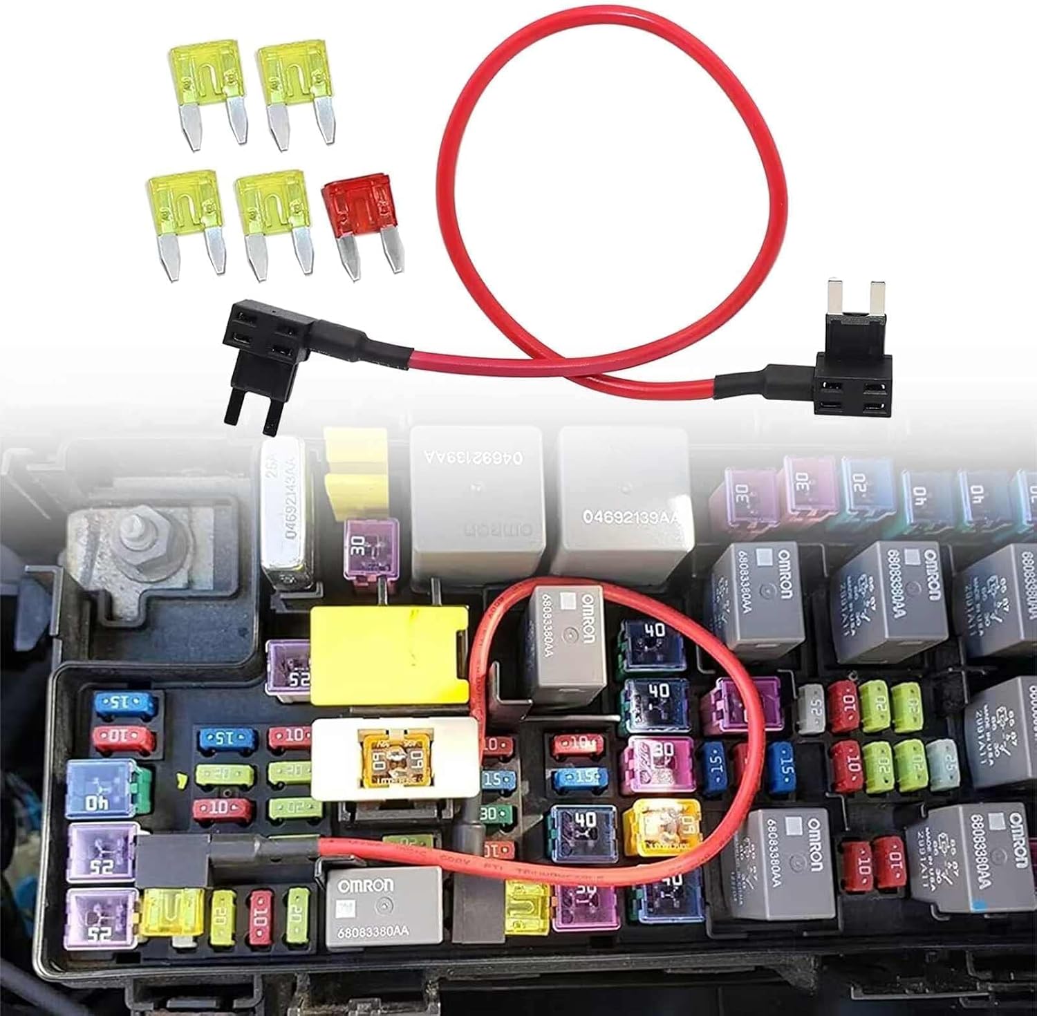 SecosAutoparts TIPM Repair Fuel Pump Relay Bypass Cable Kit CBWPR091AA Fit for Dodge Ram 1500 2500 3500 Fit for VW Fit for Chrysler Fit for Jeep 2008-2016 Fuse Holder Adapter 14AWG Wire/20AMPs