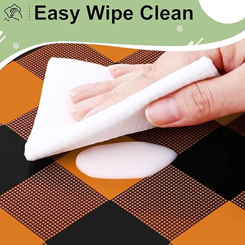 Vista 115 de misaya Paquete de 4 manteles desechables de búfalo, mantel de plástico impermeable de 54 x 108 pulgadas, manteles rectangulares a cuadros caqui