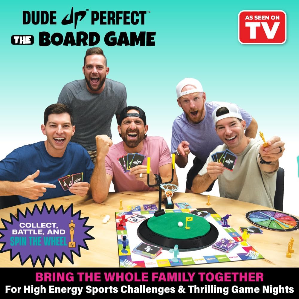Dude Perfect Board Game with Soccer Add On; Action Packed Sports Challenges for Competitive Kids and Families | Perfect for Family Game Night; 2 to 5 Players; Ages 4 and up