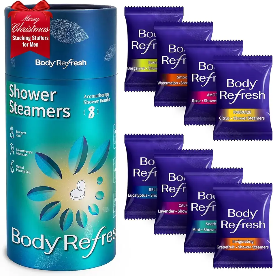 Shower Steamers Birthday Gifts for Men - 8 Pack Shower Bombs Self Care Home Spa Relaxation Gifts, Mens Christmas Stocking Stuffers for Adults, Teens, Boyfriend, Husband ClimeCo Certified