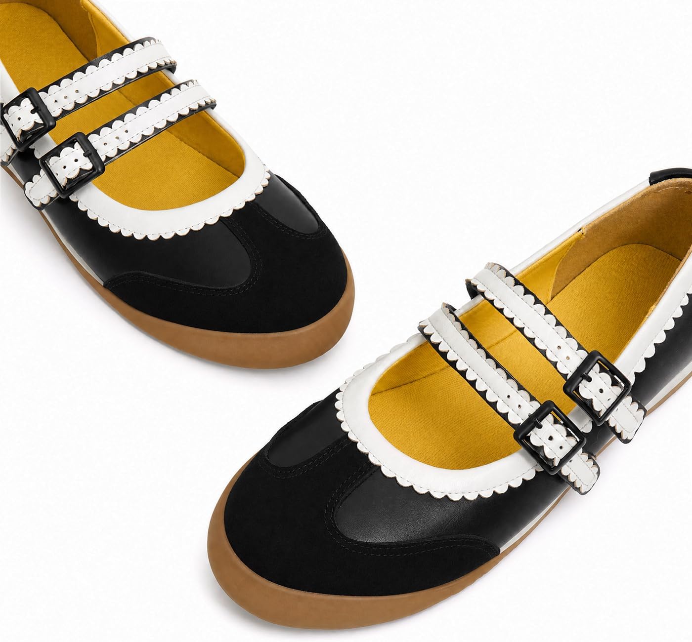 Dsevht Fashion Sneakers for Women Mary Jane Sneakerina Ballet Sneakers Comfortable Ballet Flat Two Strap Flat Shoes