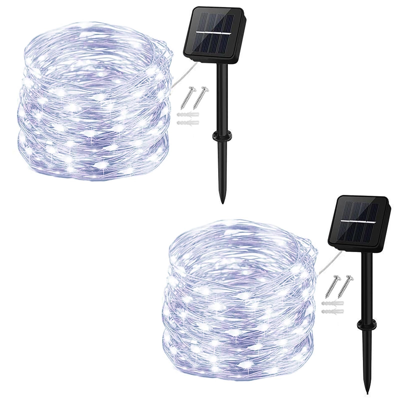 cshare [2 Stück] Solar Lichterkette Aussen, 120LED 12M 8 Modus Außenbeleuchtung Kupferdraht Wasserdicht für Garten,Balkon,Terrasse,Balkon,Tor,Hof,Hochzeit,Party(Warmweiß) (Kaltweiß, 12m)
