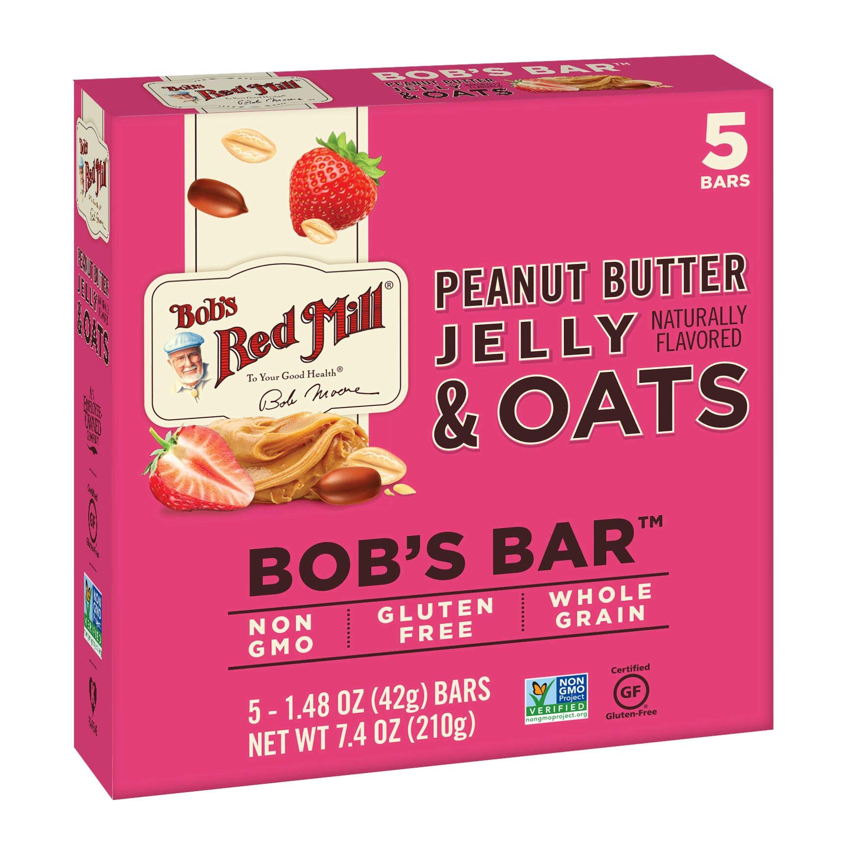 Bob's Red Mill PB Jelly & Oats Bar- Non GMO, Kosher - Pack of 5