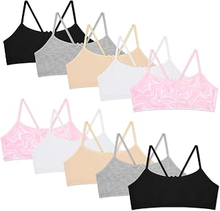 10 Pack Cotton Girls Training Bras - Racerback Crop Cami Training Bras for Girls