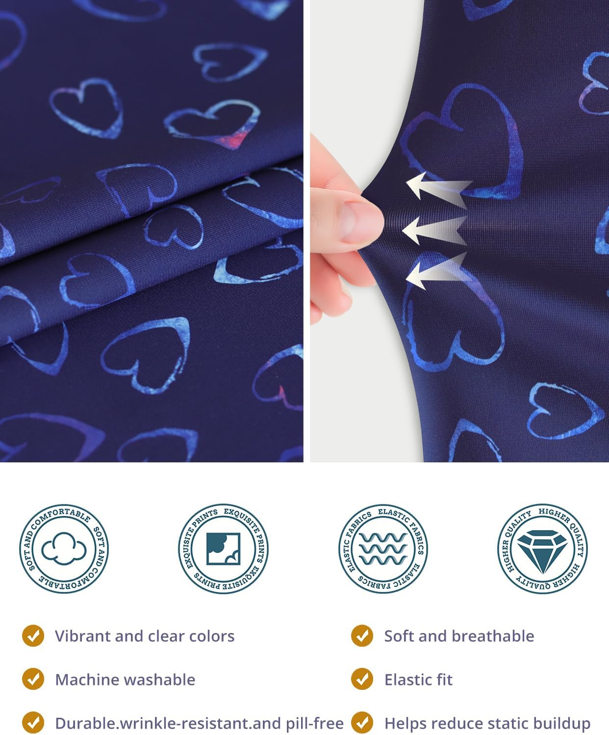 Blue Heart Double-Sided Printed Scrub Caps for Men and Women with Buttons, Adjustable Helps Reduce Static Buildup Medical Hats, Stylish and Breathable Surgical Caps with Sweatband for Long Hours