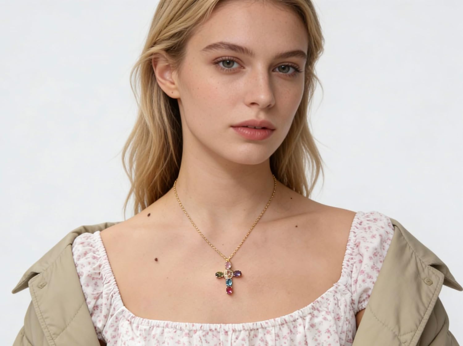 18K Gold Plated Cross Necklace for Women, Cubic Zirconia Dainty Pendant Chain, Elegant Faith Jewelry, Layered Gold Chain for Everyday Wear and Gifts - Image 5