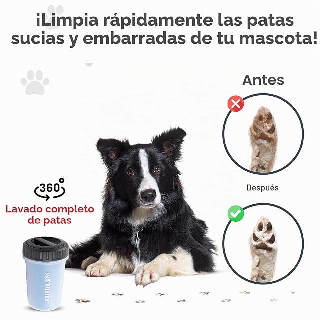 Foto 4 de 5 de Dexas Lidded MudBuster - Limpiador portátil para patas de perro, tamaño mediano, color azul