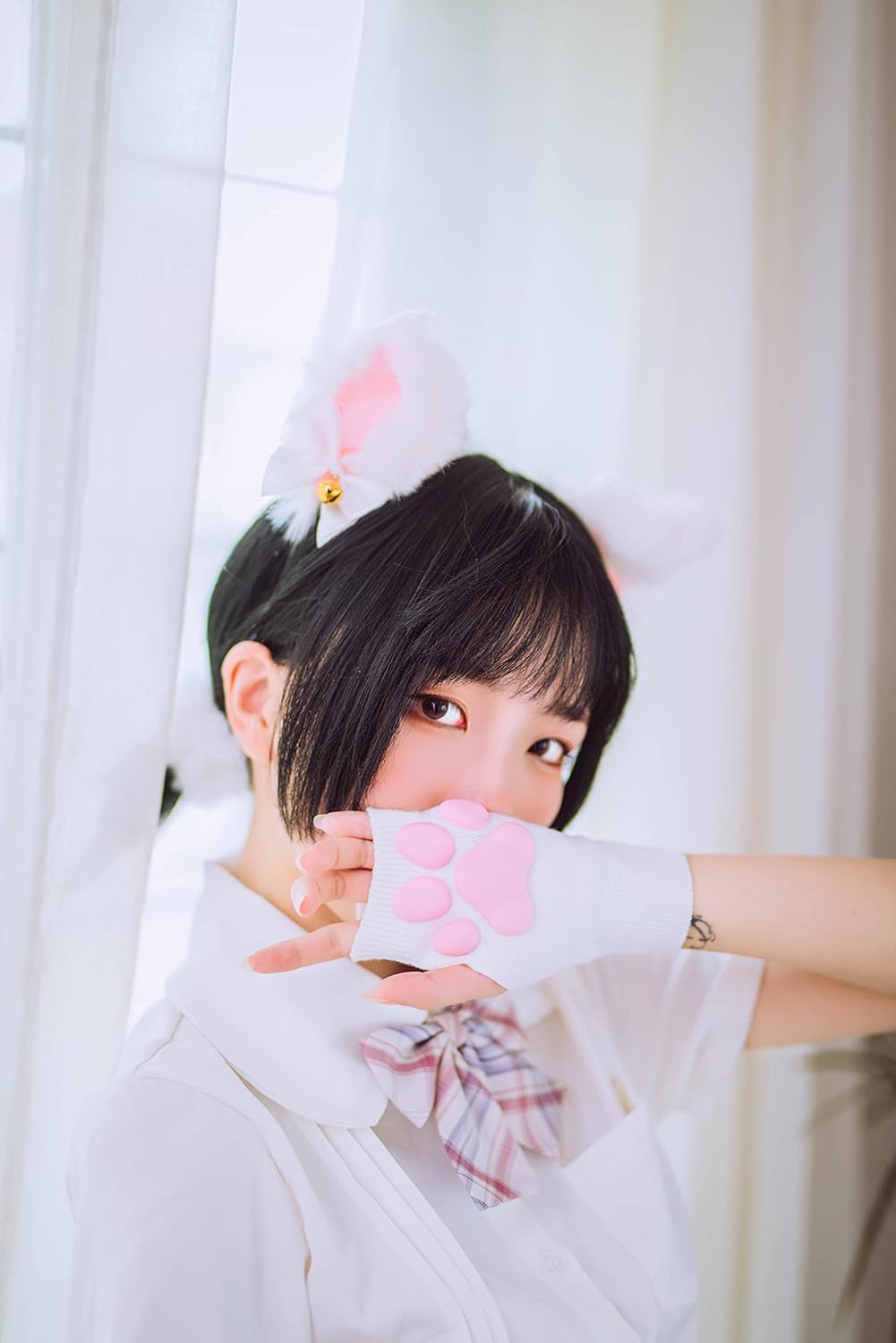 Cute Cat Paw Mittens Gloves, Kawaii Cat Cosplay Kawaii Soft 3D Toes Beans Fingerless Cat Claw Paws Pad Sleeve - Image 6