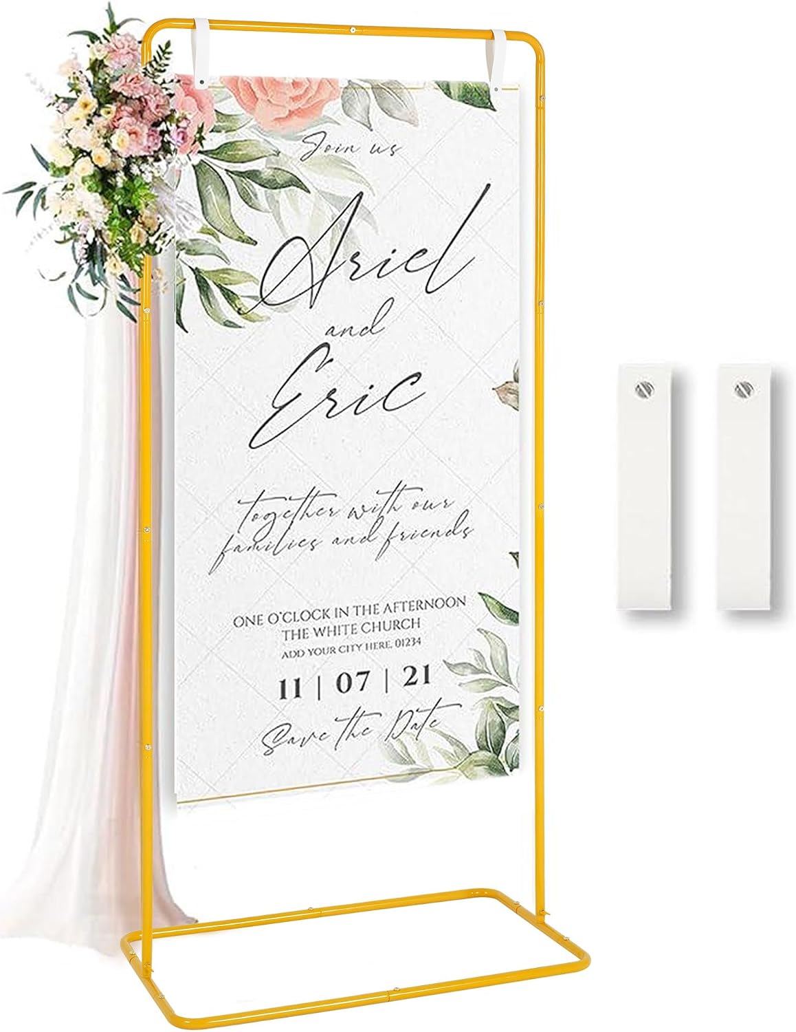 Gold Wedding Sign Stand,Adjustable Height Welcome Poster Easel Stand