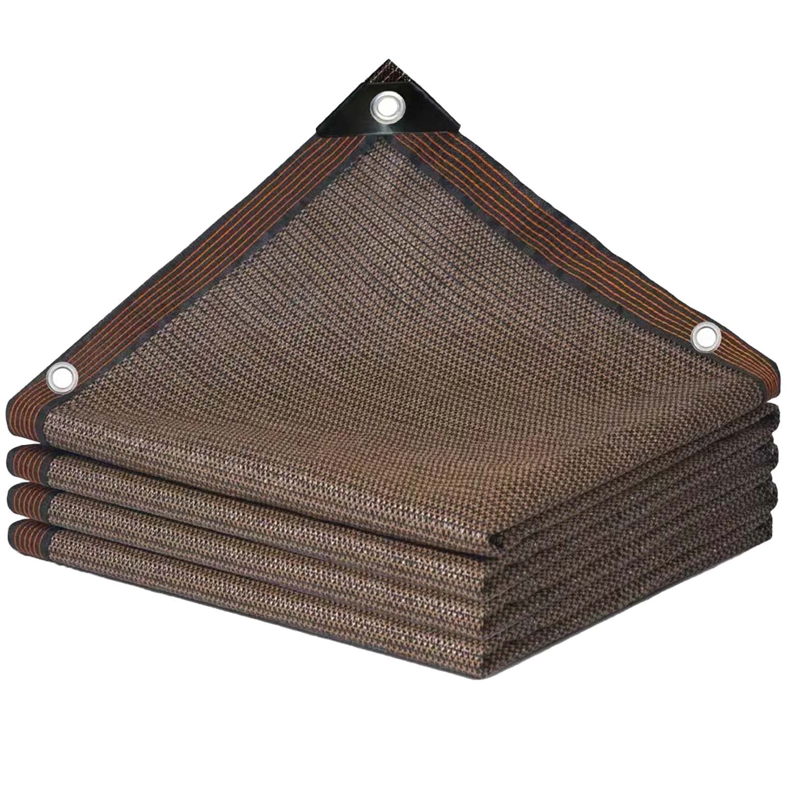 Sunscreen Fabric Shade Netting 85%-95% Shading Rate Shading Net, Greenhouse Shade Sunblock Cloth Taped Edge with Grommets UV Resistant Sunblock Net. (Brown 12-Pin / 4m * 14m / 13.1ft * 45.9ft)
