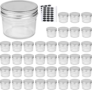 Accguan 4oz Glass Jars With Lids(Silver),Mason Jars,glass jars with lids,Ideal For Honey,Jam,Wedding Favor,DIY Magnetic Sp...