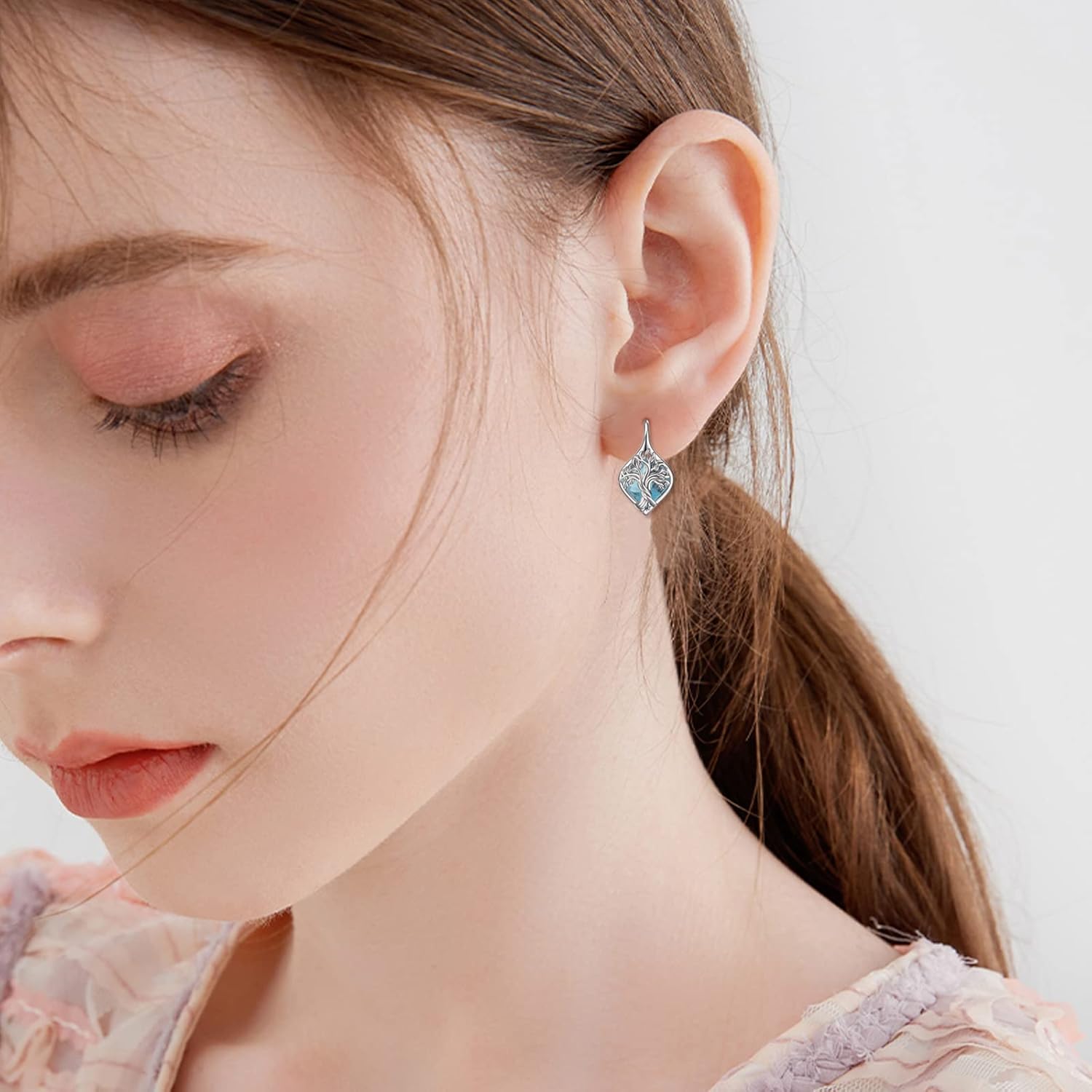 WINNICACA Tree of Life Birthstone Earrings Sterling Silver Birthstone Leverback Earrings Tree of Life Jewelry Gifts for Women Teens Birthday