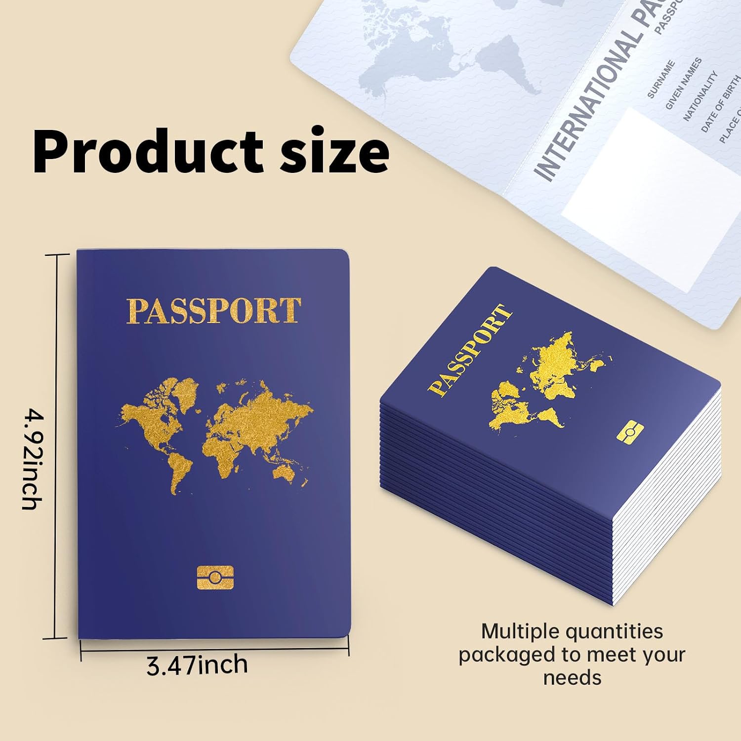 50 Pcs Kids Passport Book –School Projects, Party Supplies, Blank Fake Passport Notebooks for Pretend Travel, Travel-Themed Events (50)