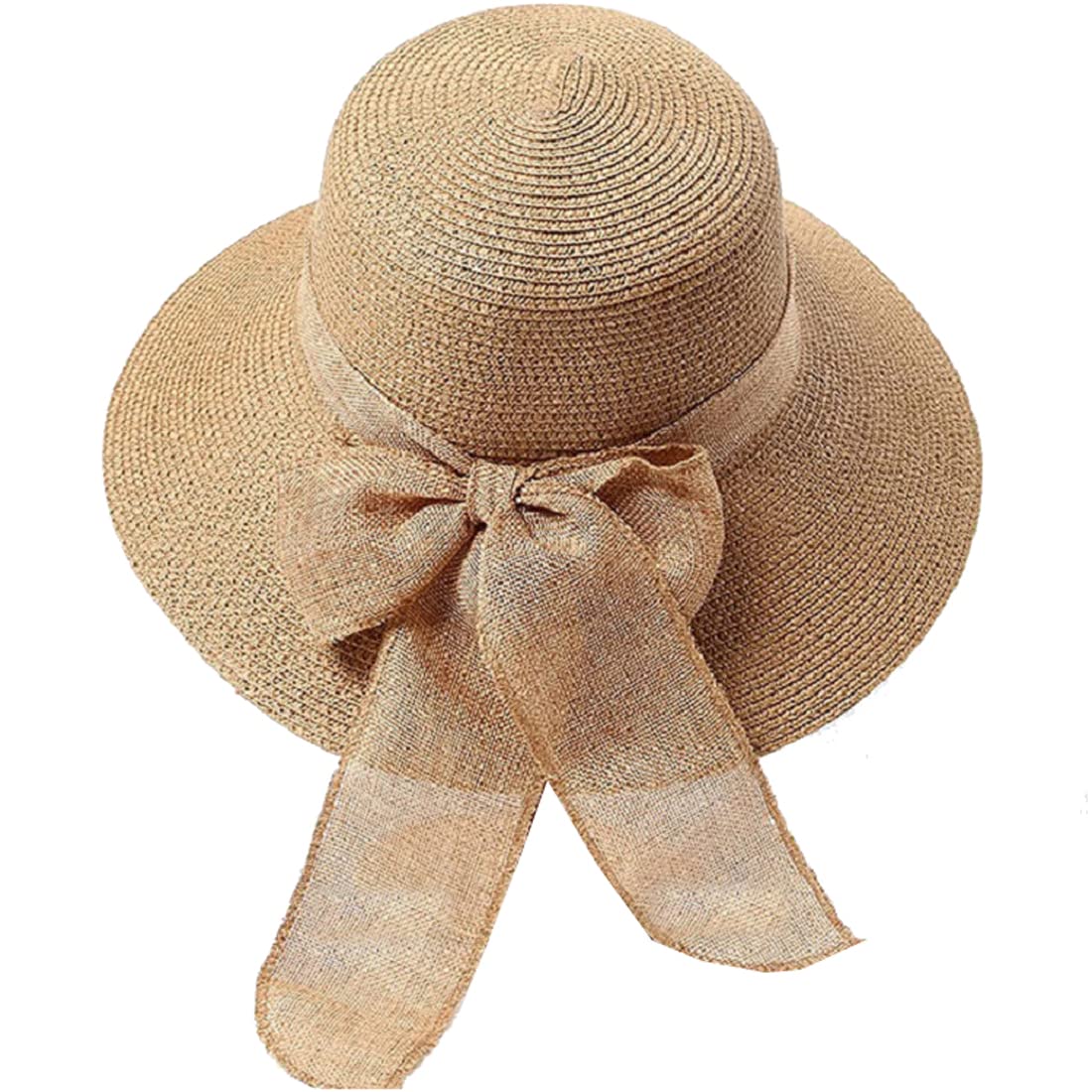 EcroonPamelas Sombrero de Paja Plegable Mujer UPF 50+ Sombrero de la Playa del Borde Suave Transpirable Grande Ancho Cap