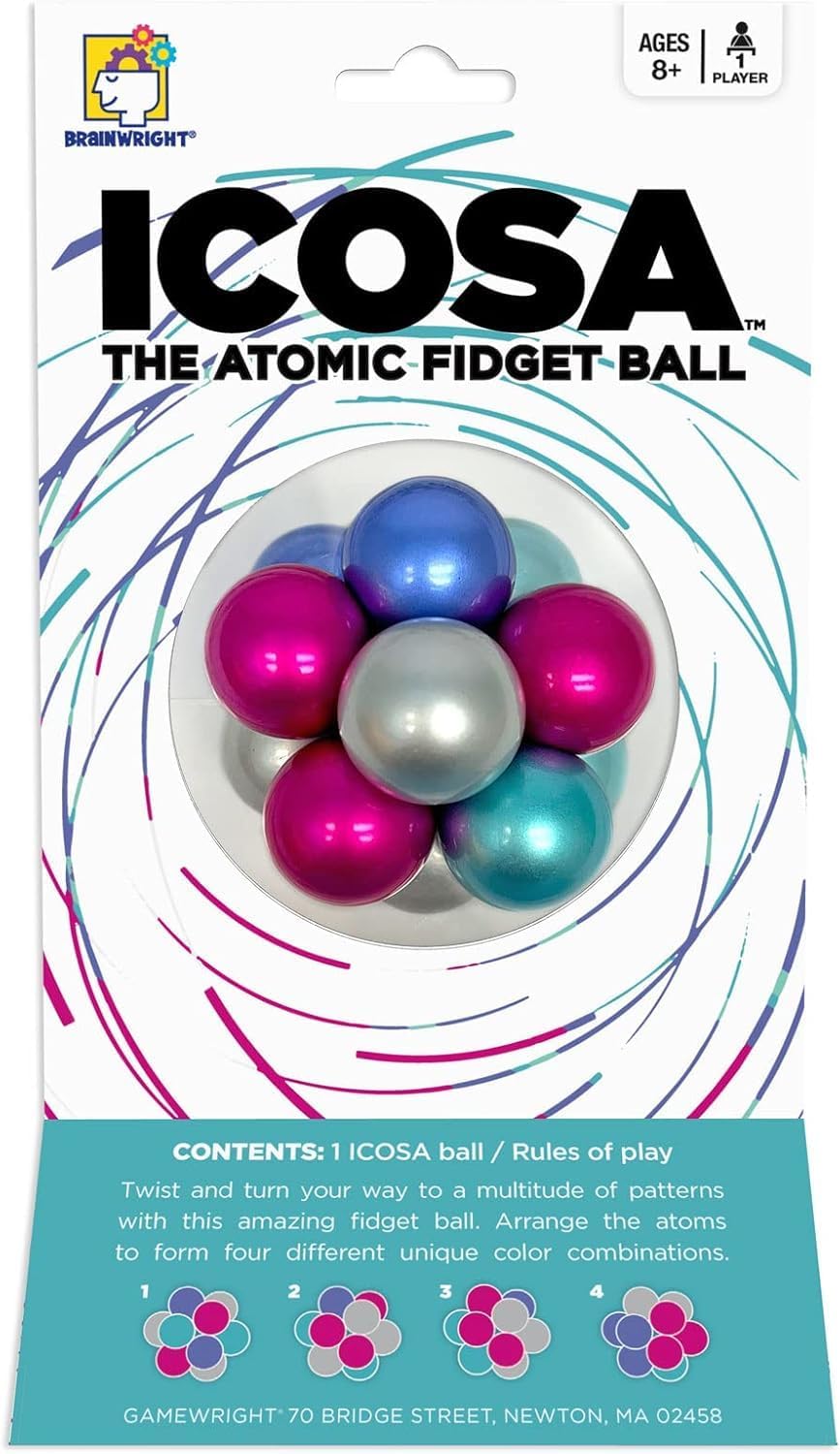 Brainwright Icosa Ice - The Atomic Fidget Ball. Twist, Turn, Fidget!