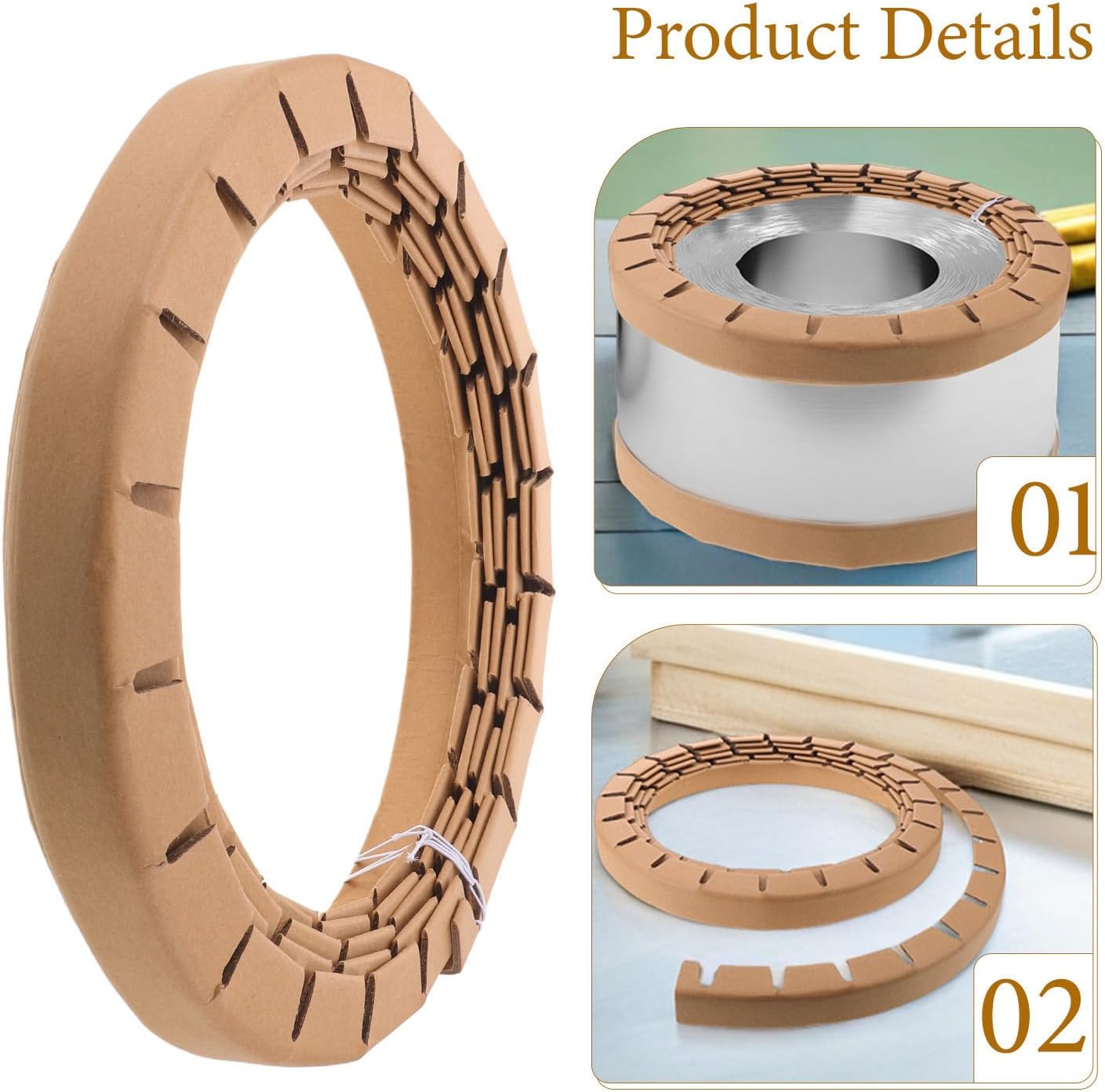 2pcs Flexible Paper Edge Protector Curved Rounded Shape for Steel Roll and Packaging Materials, Sturdy Paper Corner Board Reducing Friction and Providing Edge Coverage,