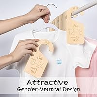 Vista 7 de Divisores de armario para bebé para organizador de ropa - Juego de 7 adorables divisores de ropa de bebé de madera de doble cara desde recién nacido