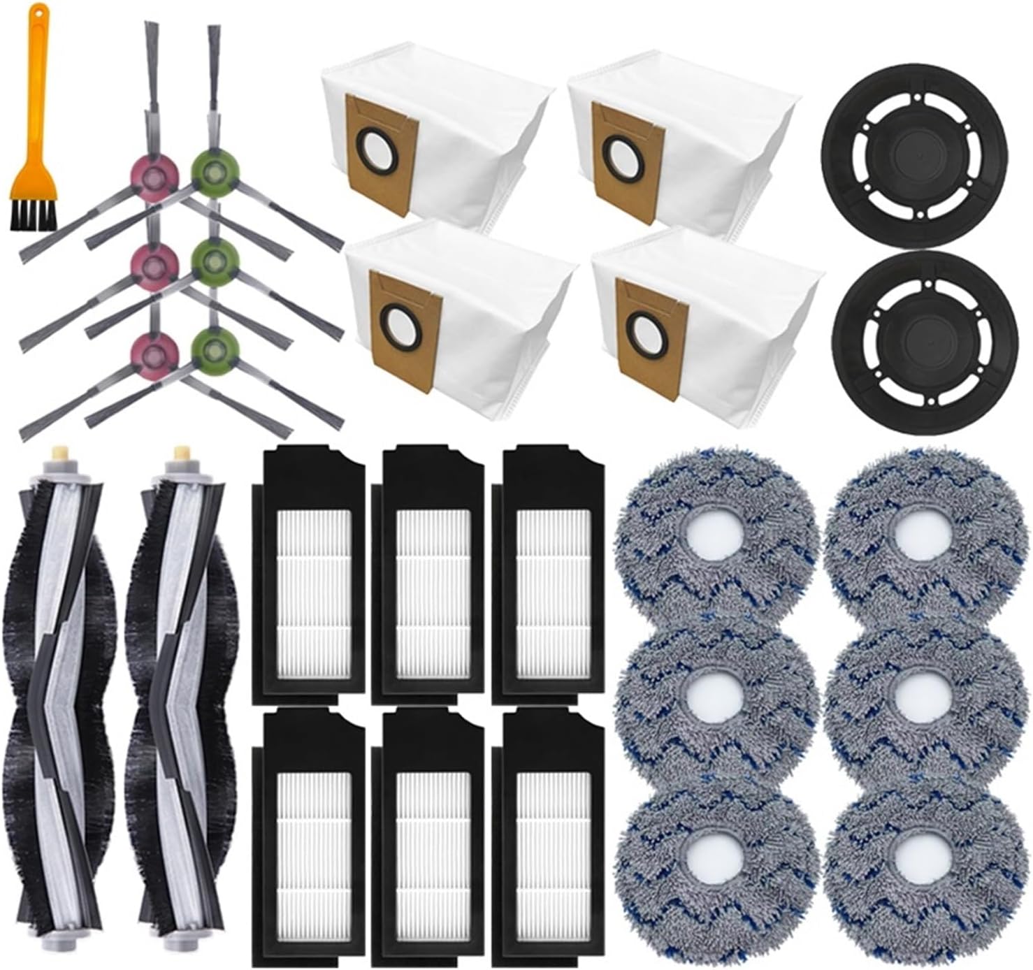 Side Roller Brush Cover Parts Compatible With Ecovacs Deebot X1 OMNI/TURBO Robot Vacuum Cleaner Mop Cloth Hepa Filter Dust Bags Accessories(Set25)