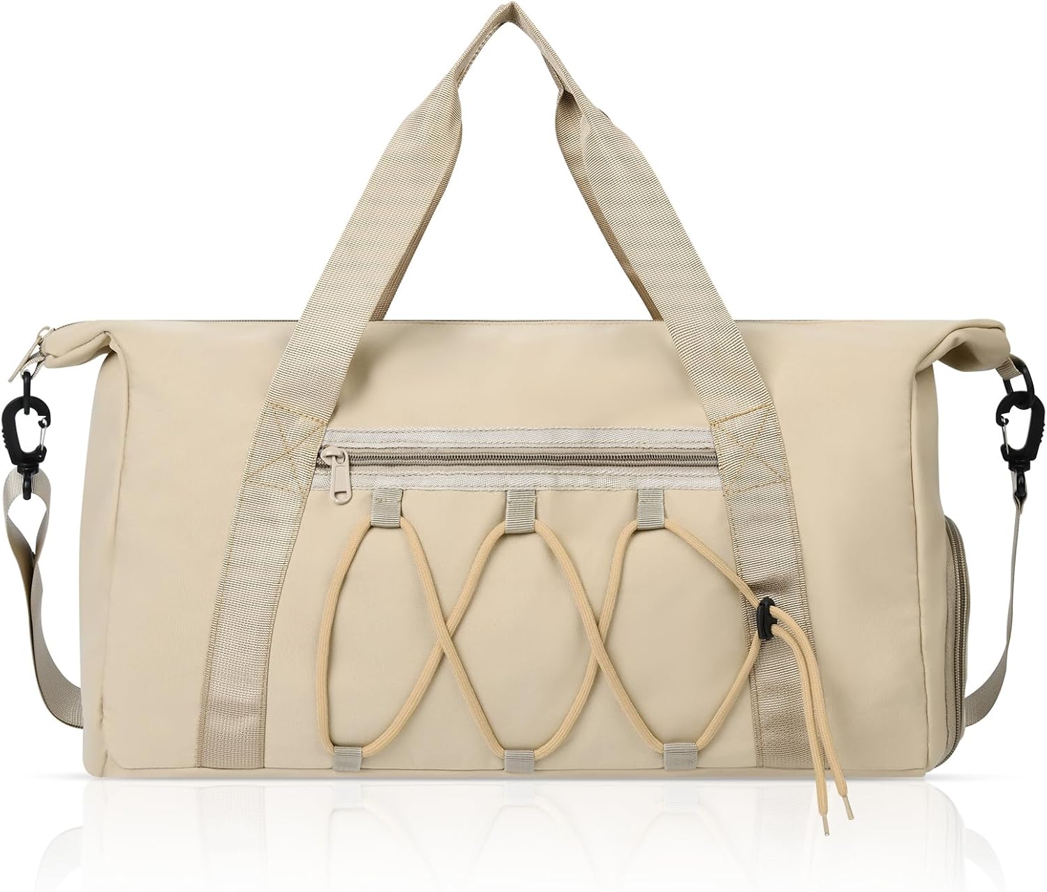 Travel Duffel Bag 26L, Carry On Weekender Overnight Bag with Shoe Compartment & Wet Pocket, Lightweight Gym Sports Bag for Women Men, Airplane Friendly Personal Item Bag - Khaki