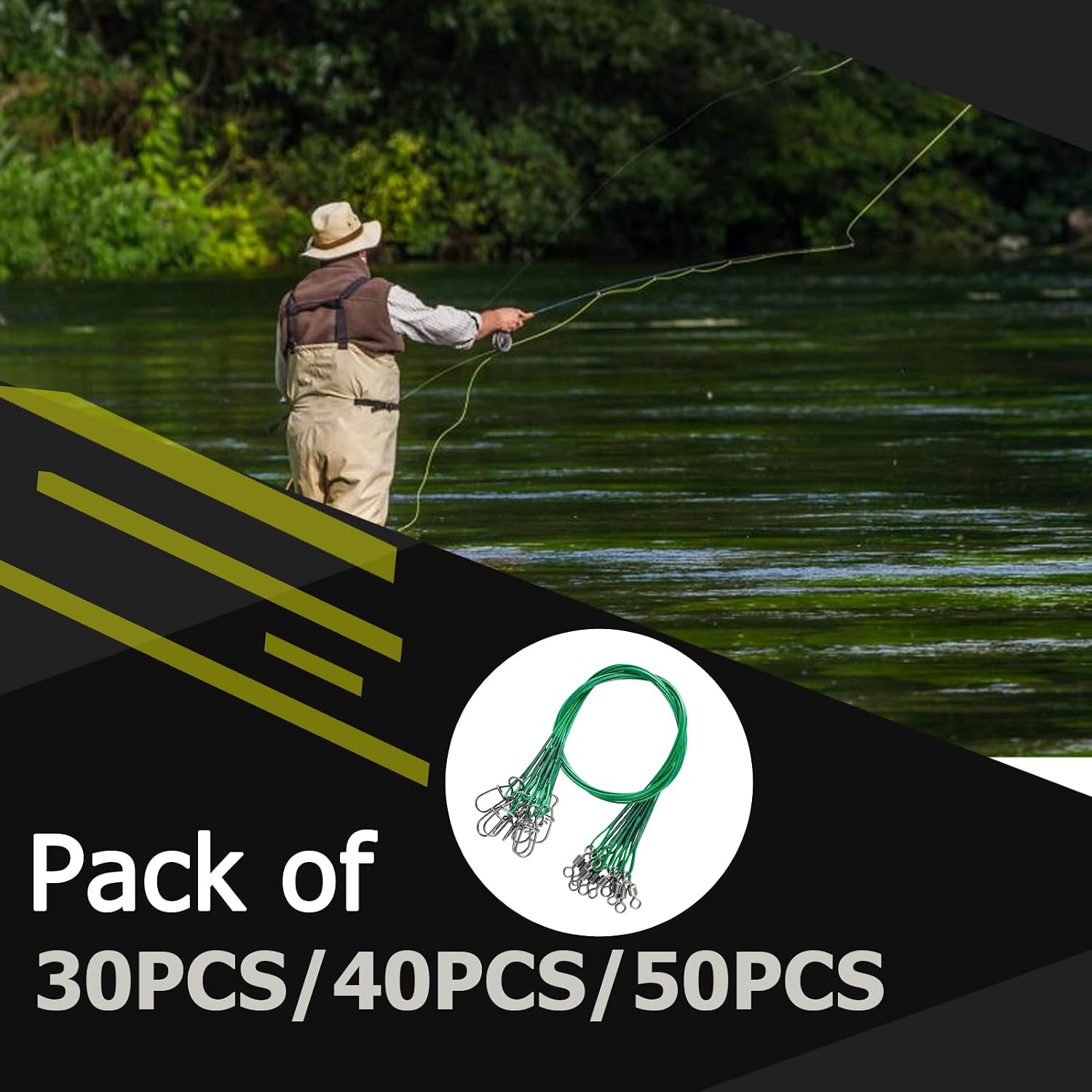 QISHUO Fishing Line Wire Leaders Lures High Strength Fishing Wire Leader Steel Rig Fishing Leaders Stainless Black Nickel
