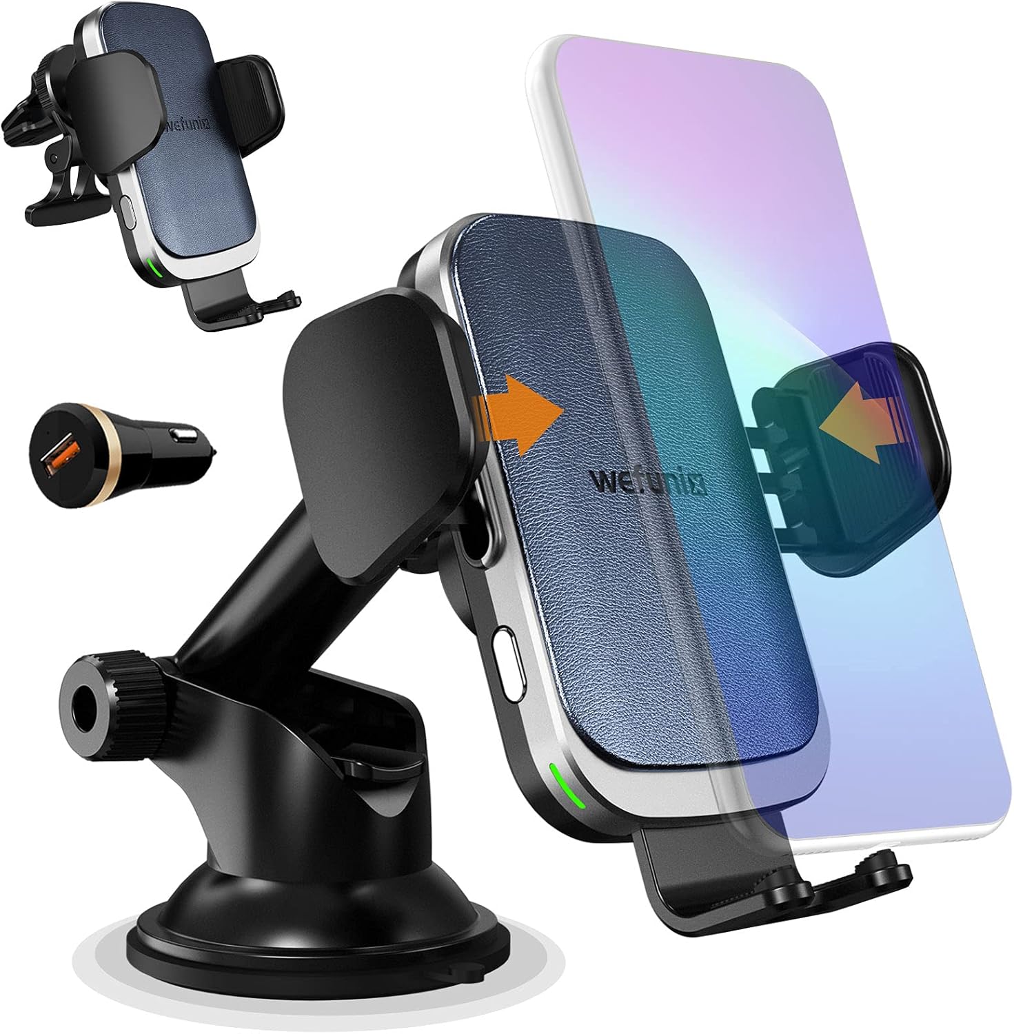 Exclusive Discount 50% Price 15W Auto Wireless Car Charger Phone Holder [Upgraded 2020 Version] Fast Qi Automatic Clamping Charging Mount Dock Compatible with iPhone 13/12/11 Pro Max/XR/Xs/X,Samsung S21 S20 S10 Note 20 10-Wefunix