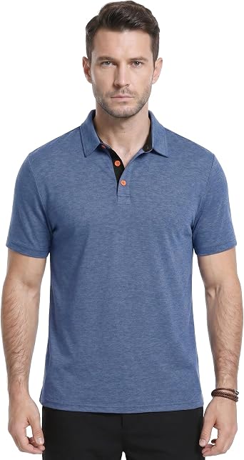 KUYIGO Mens Polo Shirts Short Sleeve Casual Summer Classic Collared Shirt