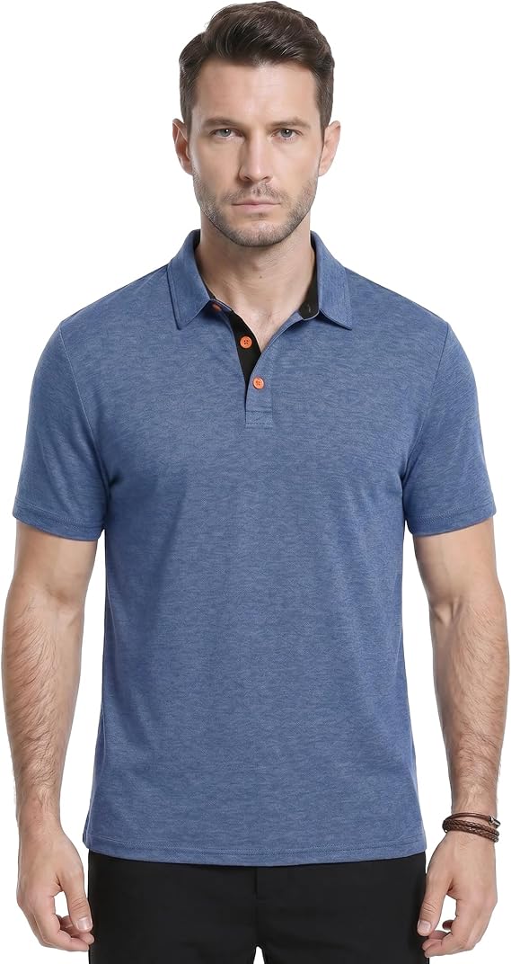 KUYIGO Mens Polo Shirts Short Sleeve Casual Summer Classic Collared Shirt