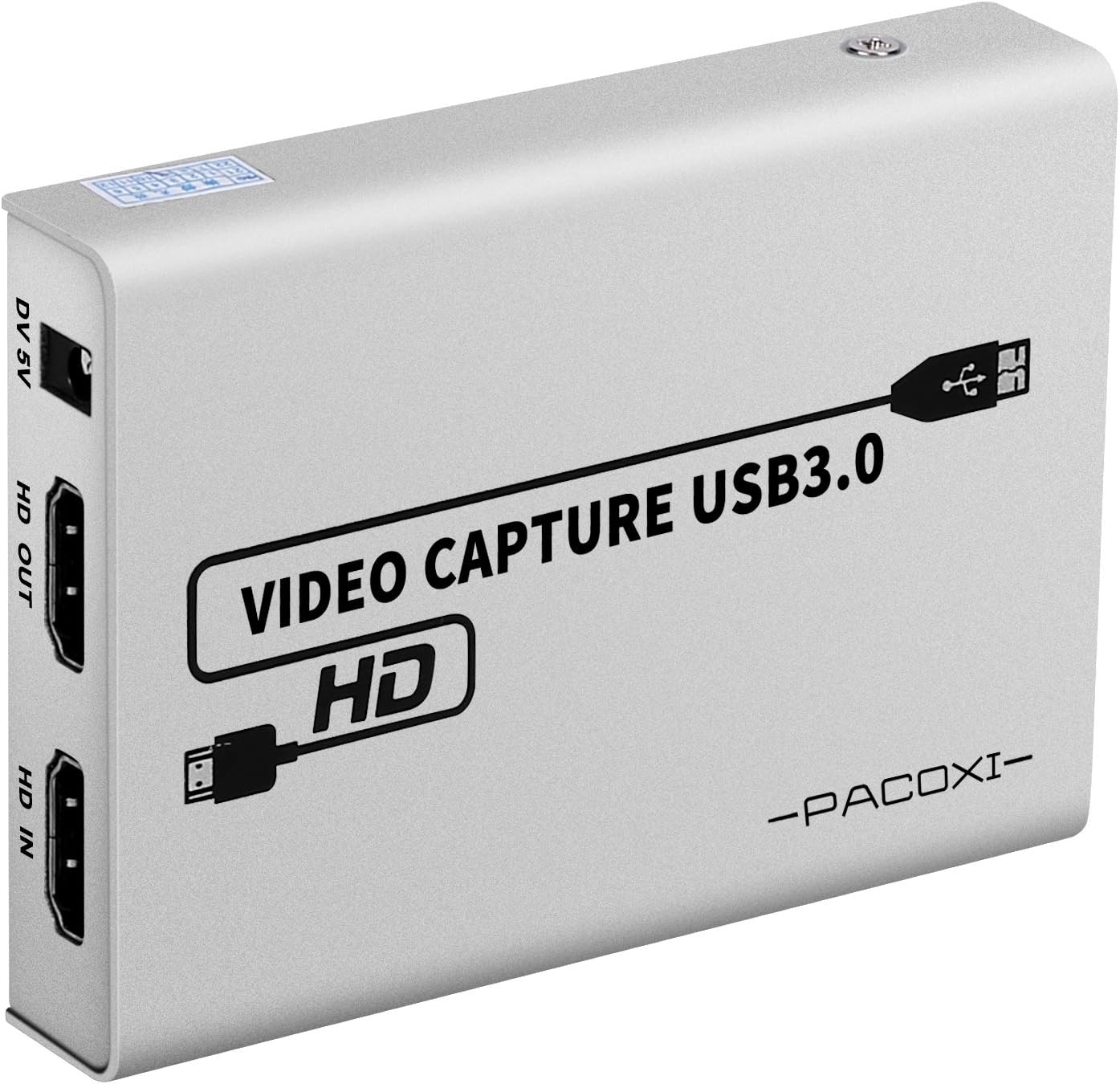 PACOXI Capture Card, 1080P 60FPS USB3.0 HDMI Game Capture Card with HDMI Passthrough