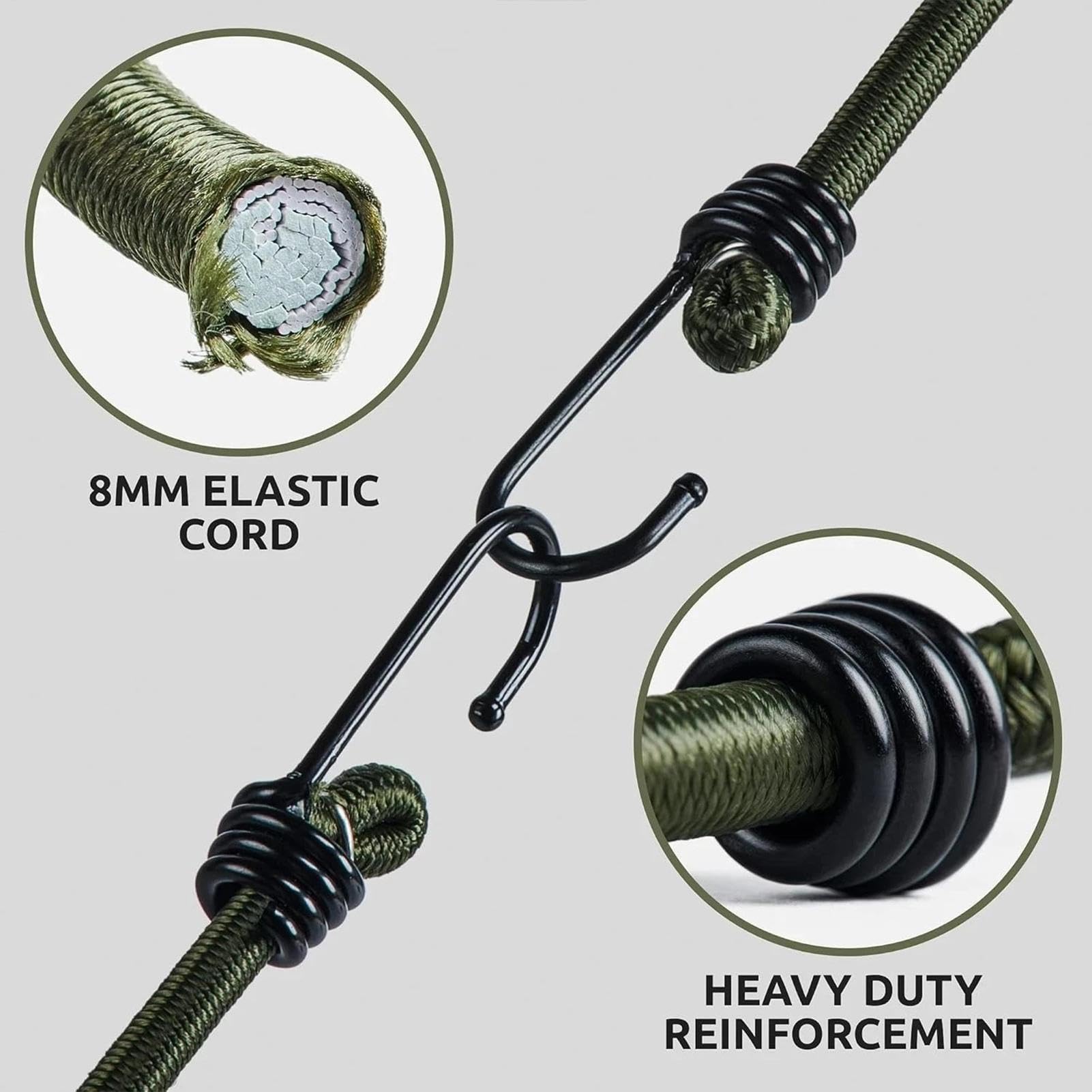 Corde bungee con ganci 10 Elastici | Corde bungee con ganci da 100 centimetri Per Viaggio Automobile Furgone Barca Kayak Autocarro Sci Attraccaggio Bicicletta