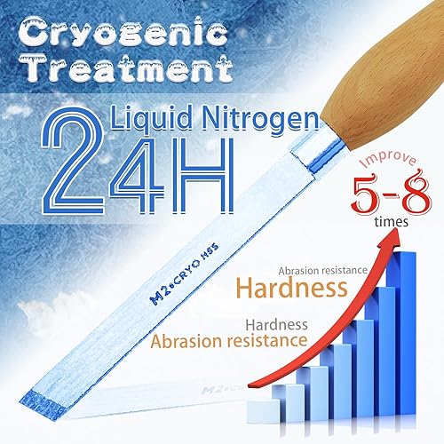 Miniatura 3 de Cincel sesgado de 1 pulgada, herramientas de torneado de madera de acero de alta velocidad M2 Cryo con mango de madera de haya