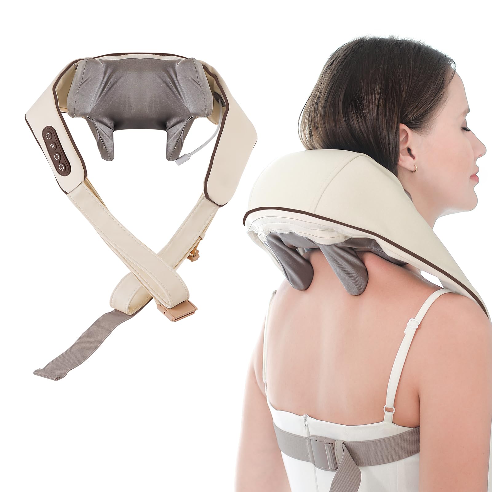 Portable Neck and Shoulder Massager, Cordless Neck Massager Pillow, Deep Tissue Shiatsu Trapezius Kneading Massager For Shoulder, Neck, Back, Leg, Birthday Christmas Gifts For Women Men Mom Dad