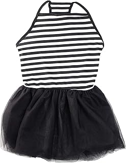 Midlee Elegant Black & White Stripe Tutu Large Dog Dress (XXX-Large)