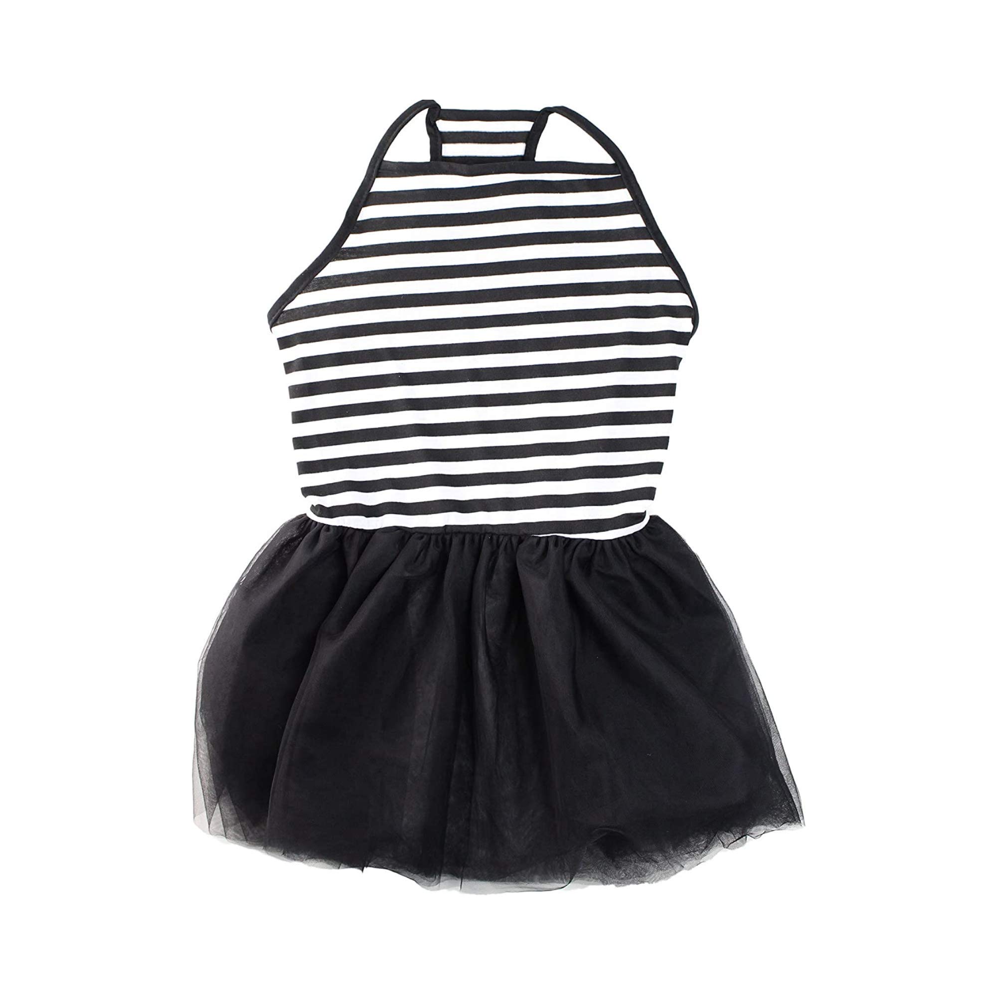 Midlee Elegant Black & White Stripe Tutu Large Dog Dress (XX-Large)