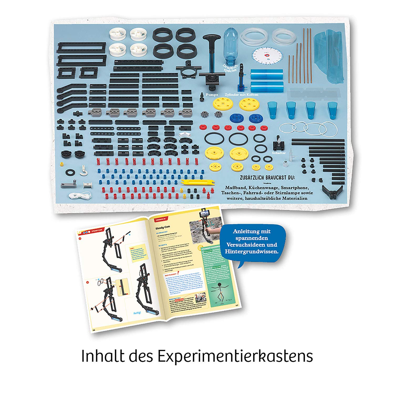 KOSMOS Der große Technik-Workshop, Experimentierkasten ab 10-14 Jahre | 22 mechanische Modelle bauen, testen, spielen, U-Boot, Stoßdämpfer, Roboter-Arm, MINT