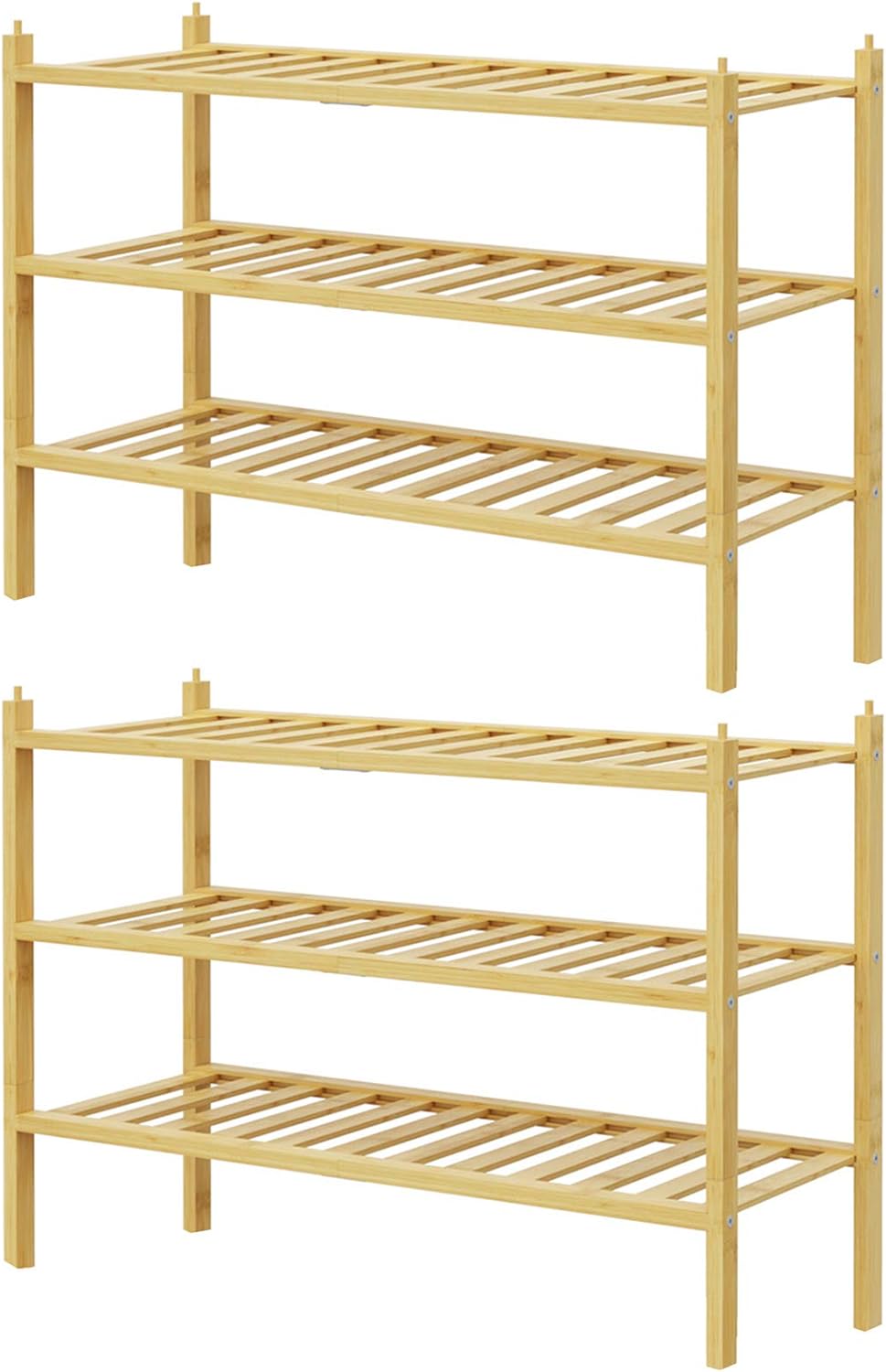 BAMFOX 3-Tier Shoe Rack,Bamboo Stackable Shoe shelf Storage Organizer For Entryway, Hallway, and Closet : Home & Kitchen